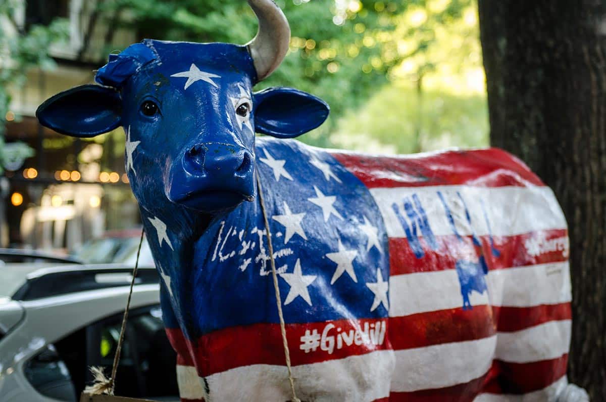 Patriotic Cow Statue